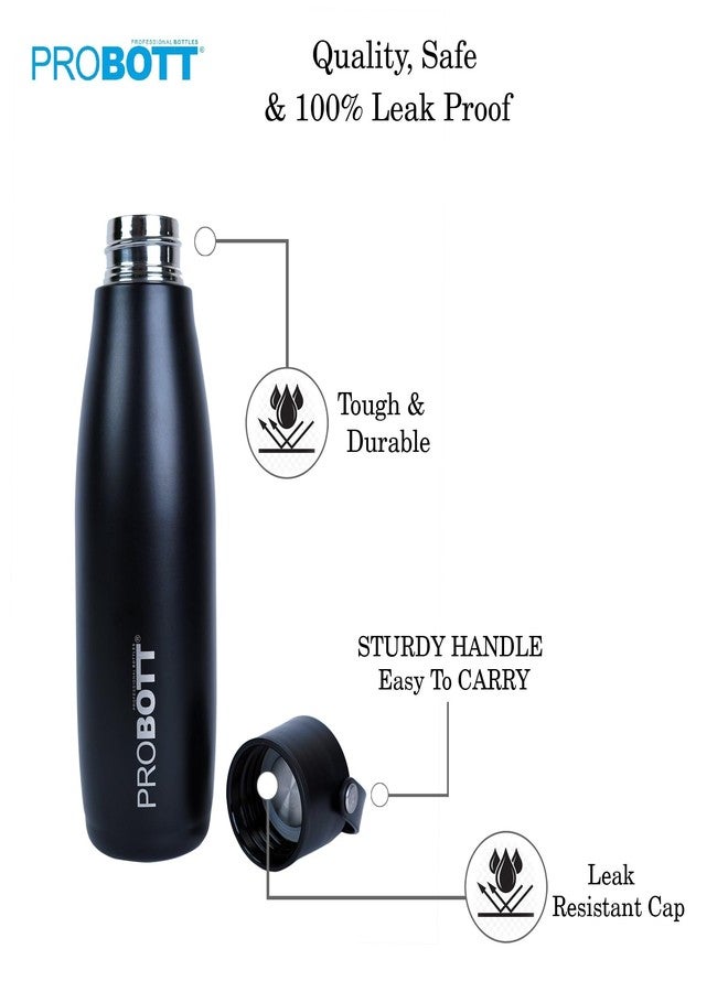 Probott Trendy Flask 700ml Thermosteel Hot & Cold Thermos Vacuum Flask Water Bottle for Girls, Black | Flex Cap | Leakproof | Gym | Sports | Office | College | School | Travel | Water, Tea, Coffee - Image 2